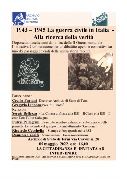 Terni, 5 maggio 2022 | Conferenza | 1943-1945 La guerra civile in Italia. Alla ricerca della verità