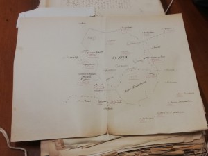   Pianta Sila -  brigantaggio: mappa del territorio silano con l’indicazione delle località nelle quali dovevano essere dislocate le squadriglie delle forze dell’ordine incaricate di catturare la banda. (ASCS, Prefettura, Brigantaggio, b. 20, fasc. 732)