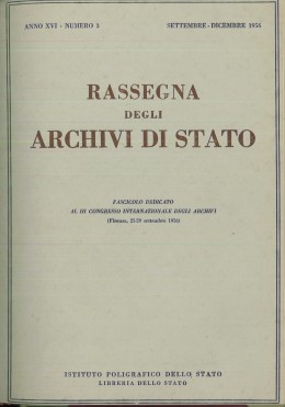 Rassegna degli Archivi di Stato, anno XVI,  n. 3, Roma, 1956