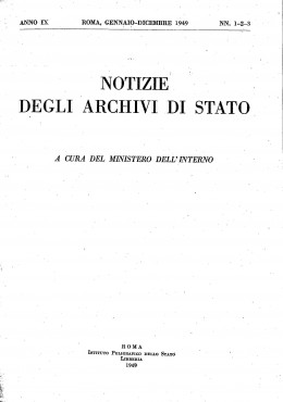 Notizie degli Archivi di Stato, anno IX, 1949