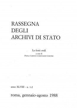 Rassegna degli Archivi di Stato, XLVIII, gen./agosto 1988