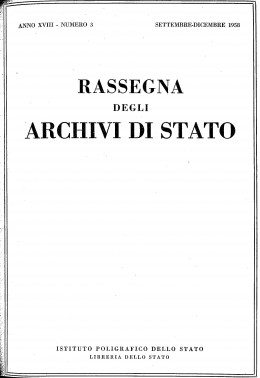 Rassegna degli Archivi di Stato, anno XVIII, n. 3, 1958