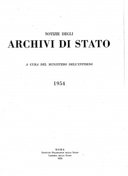 Notizie degli Archivi di Stato, anno XIV, 1954