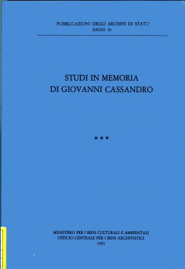 Saggi 18: Studi in memoria di Giovanni Cassandro, tomo III 