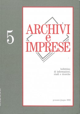 Pubblicazioni di altri editori: &quot;Archivi e Imprese&quot;, n. 5/1992